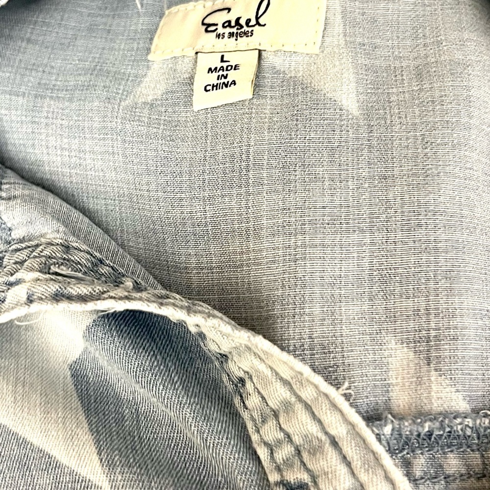 Star-Print Chambray Shirt Dress - Blue - Picture 14 of 16